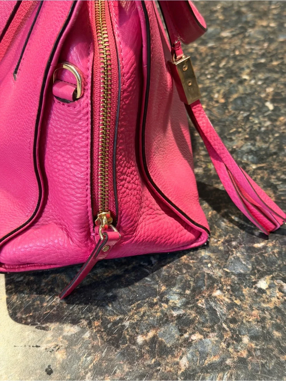 kate spade Hot Pink Leather Shoulder Bag with Tassel